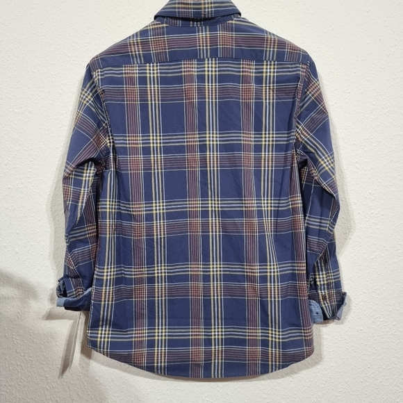 Men's NWT Navy Blue Plaid Long Sleeve Dockers Button Up Regular Fit Shirt - Picture 2 of 6